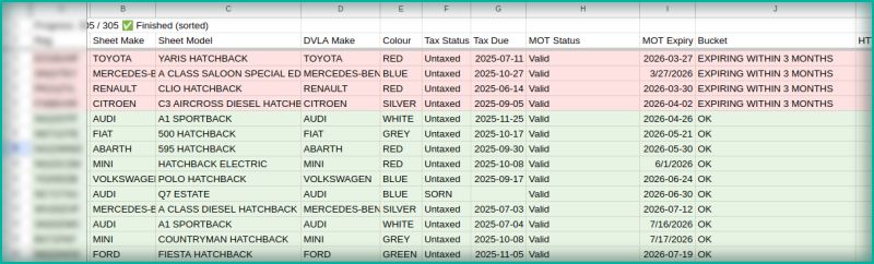 The original bulk MOT checking tool from Phil's fleet automation post